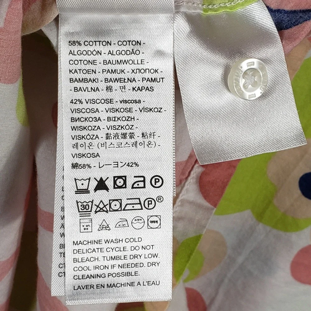 Levi's Shirt XL Pink Green Floral Tropical Viscose Cotton Blend Cabanacore‎ EUC